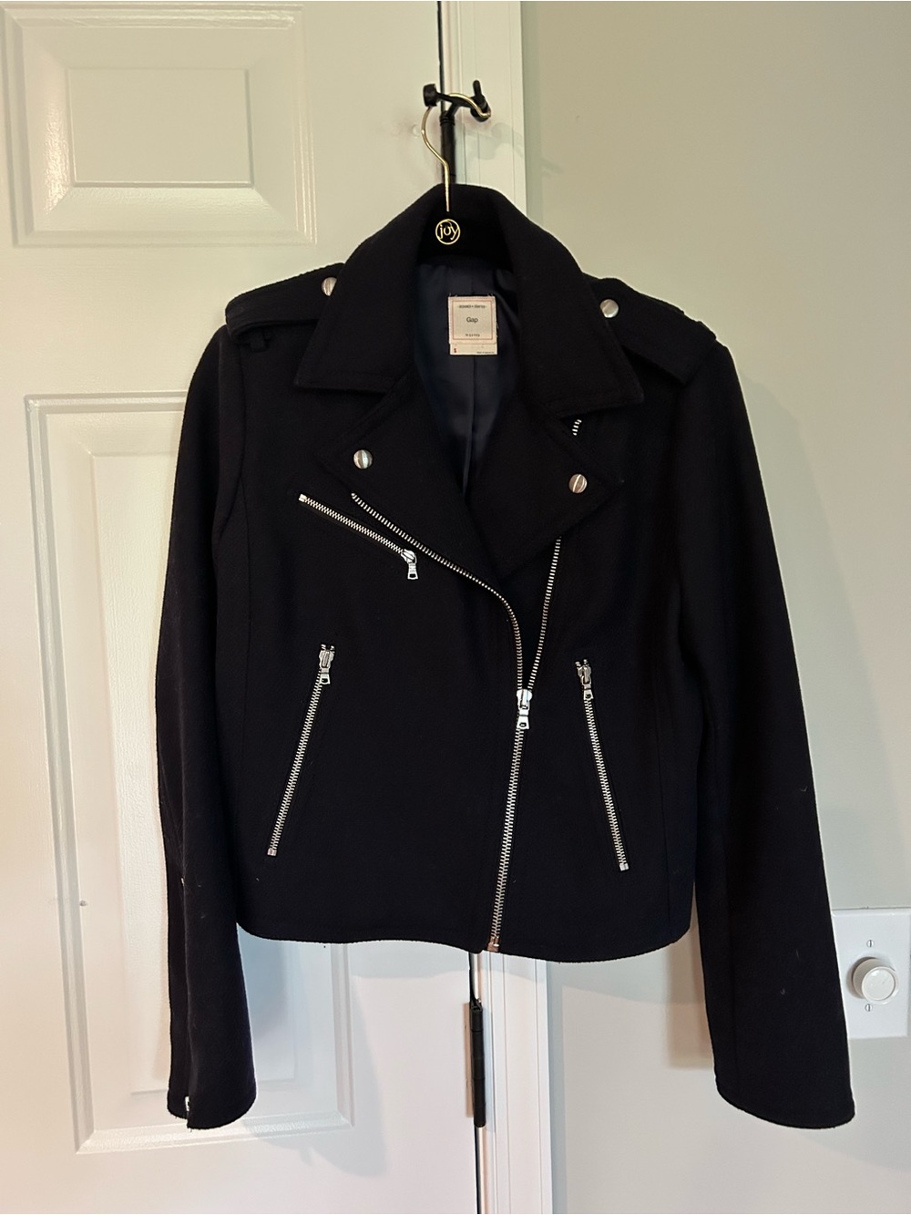Gap Wool Blend Black Moto Jacket Navy